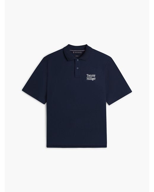 Tommy Hilfiger Blue Oversized Fit Back Logo Polo Shirt for men