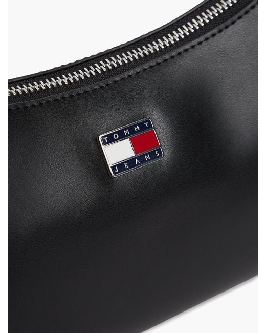 Tommy Hilfiger Black Logo Charm Shoulder Bag