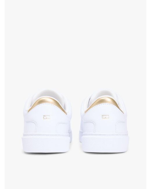 Tommy Hilfiger White Leather Logo Plaque Court Trainers