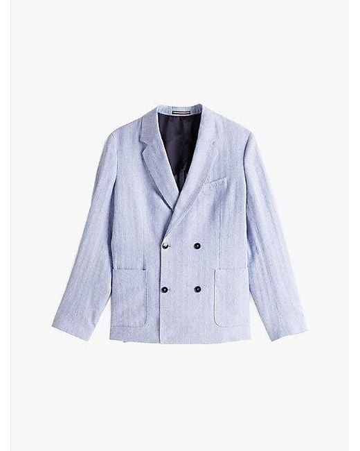 Tommy Hilfiger Smart-Casual Relaxed Fit Blazer Van Linnenmix in het Blue voor heren