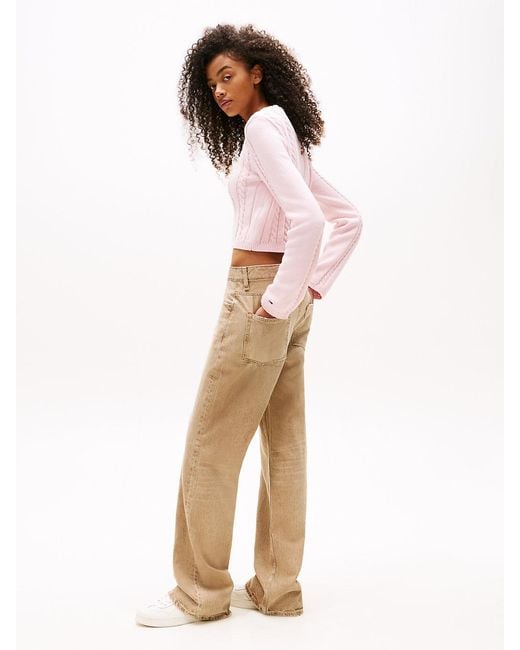 Jeans Mia Relaxed Fit Dritti A Vita Media di Tommy Hilfiger in Natural