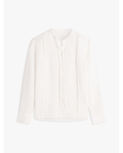 Tommy Hilfiger White Relaxed Fit Frayed Linen Blend Shirt