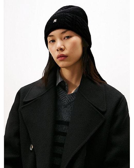 Gorro De Mezcla De Lana Tommy Hilfiger de color Black