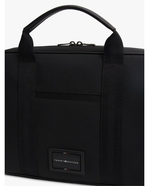 Tommy Hilfiger Black Textile Logo Patch Laptop Bag for men
