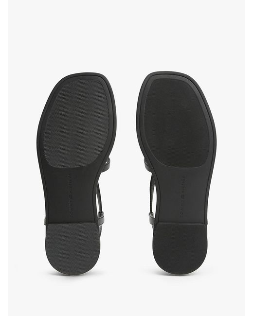 Tommy Hilfiger Black Leather Strap Toe Post Sandals
