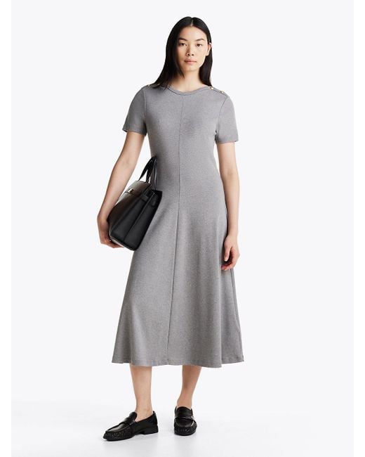 Vestito Midi A Campana di Tommy Hilfiger in White