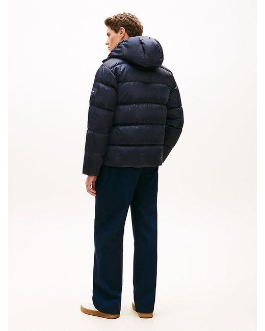 Tommy Hilfiger Blue Th Crest Print Down Puffer Jacket for men