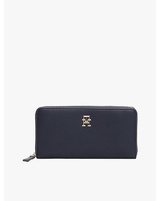 Tommy Hilfiger Zip-Around Portemonnee Met Th-Monogram in het Blue