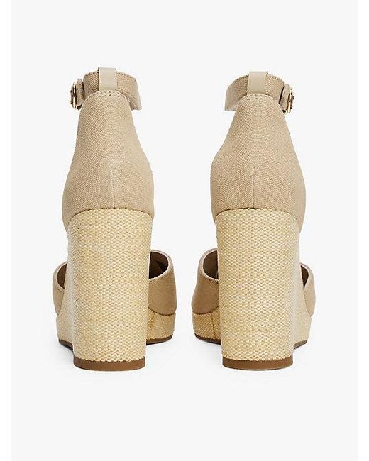 Tommy Hilfiger Espadrille Met Sleehak En Enkelbandje in het Natural