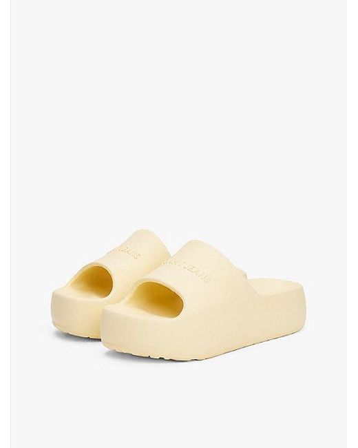 Chanclas Con Plataforma Y Logo Tommy Hilfiger de color Natural