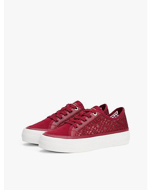 Tommy Hilfiger Mesh Sneaker Met Geborduurd Th-Monogram in het Red