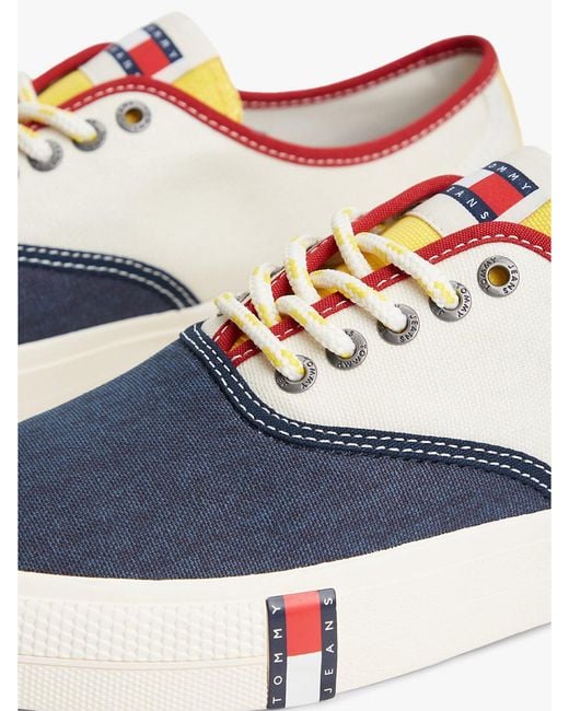 Tommy Hilfiger White Archive Canvas Colour-Blocked Trainers for men