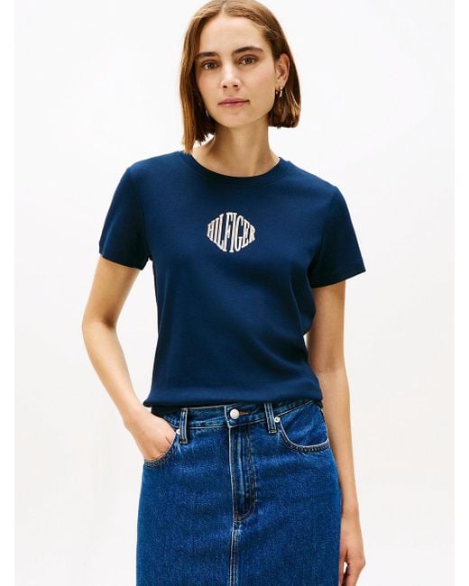 Tommy Hilfiger Blue Logo Crew Neck T-Shirt