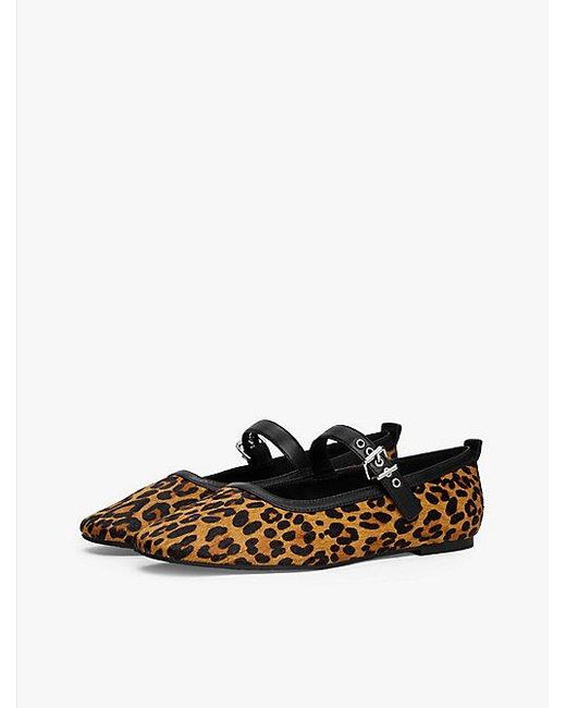 Tommy Hilfiger White Mary-Jane-Ballerina Mit Leoparden-Print