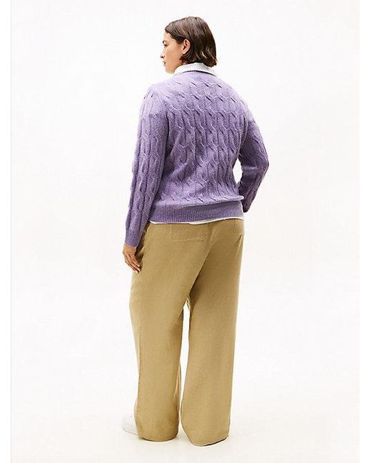 Jersey Curve De Punto Trenzado En Lana Suave Tommy Hilfiger de color Purple