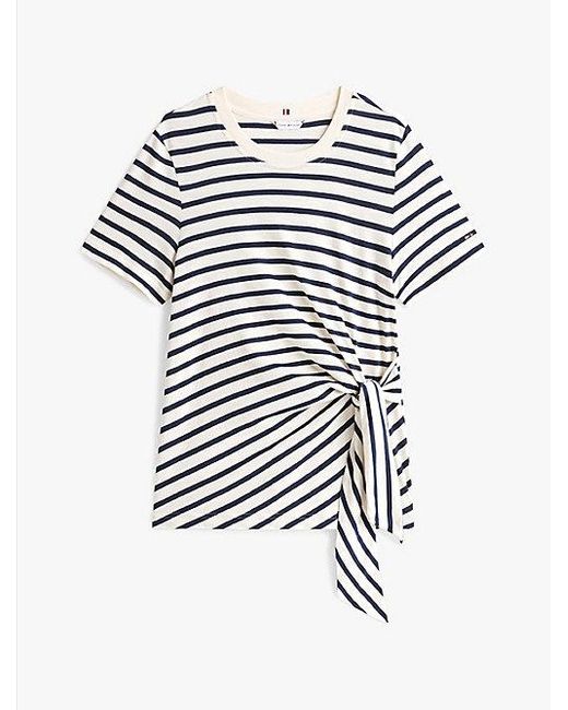 Camiseta De Cuello Redondo Con Nudo Tommy Hilfiger de color White