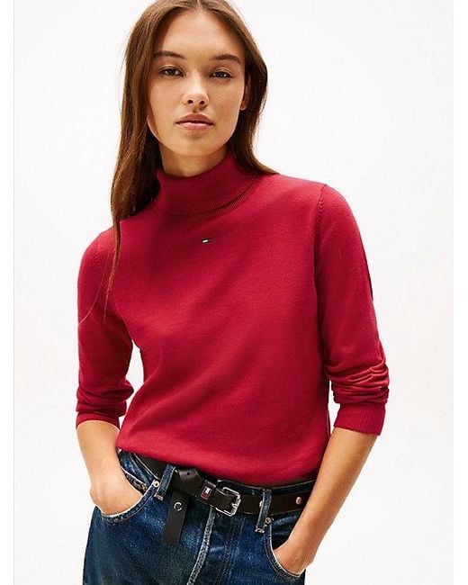 Tommy Hilfiger Slim Fit Coltrui in het Red