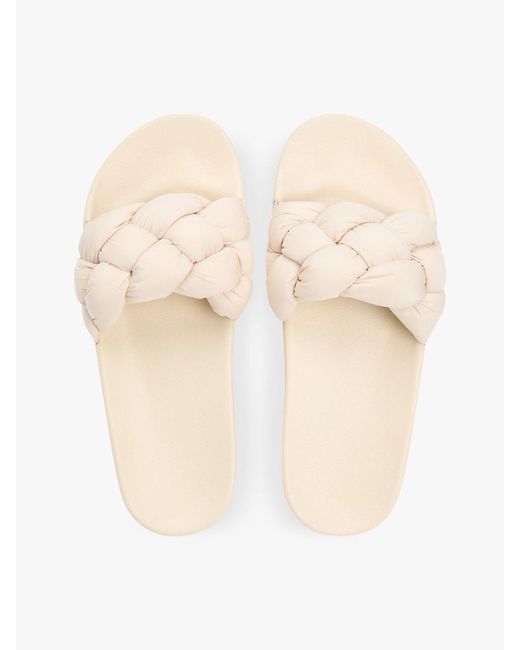 Tommy Hilfiger Natural Embossed Braided Strap Slides