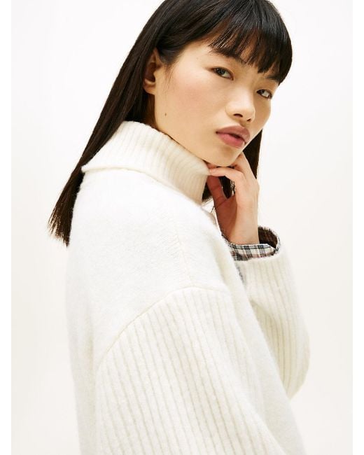 Tommy Hilfiger White Tommy Flag Relaxed Mini Jumper Dress