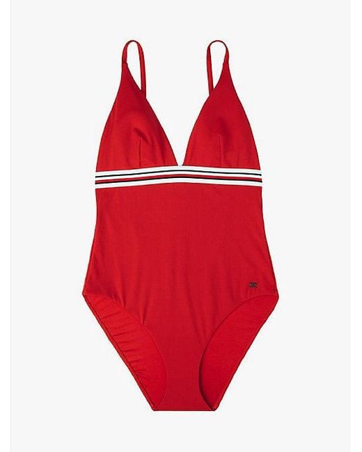Traje De Baño Global Stripe Tommy Hilfiger de color Red