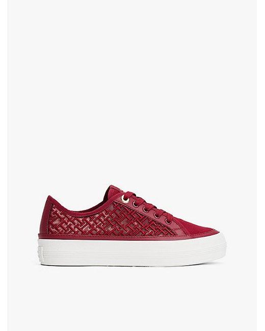 Tommy Hilfiger Mesh Sneaker Met Geborduurd Th-Monogram in het Red
