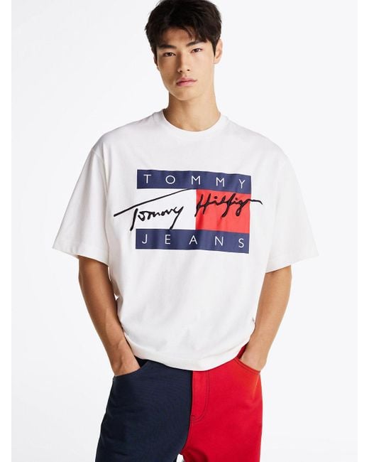Tommy Hilfiger White Flag Logo Jersey T-shirt for men