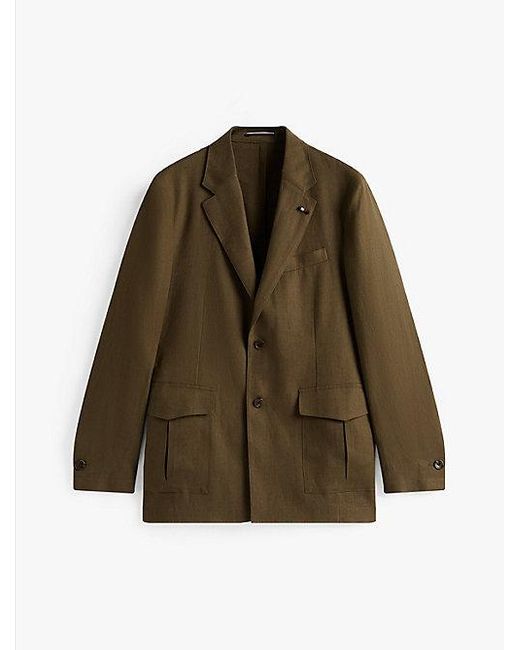 Tommy Hilfiger Single-Breasted Blazer Van Puur Linnen in het Green voor heren
