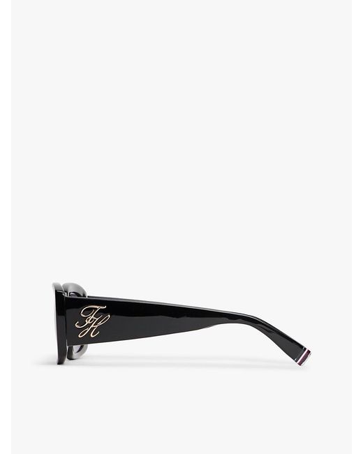 Tommy Hilfiger White Logo Plaque Rectangular Sunglasses