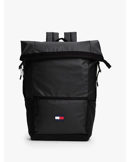 Tommy Hilfiger Black Tech Waterproof Ripstop Roll-top Backpack for men