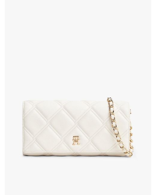 Tommy Hilfiger Natural Quilted Th Monogram Chain Strap Wallet