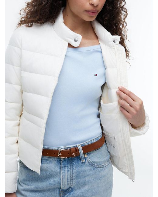 Tommy Hilfiger White Slim Lightweight Packable Down Jacket