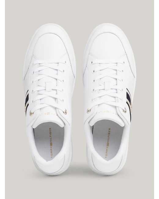 Tommy Hilfiger White Webbing Leather Court Trainers