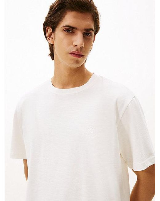 Tommy Hilfiger Varsity T-Shirt Mit Struktur Und Wappen in White für Herren