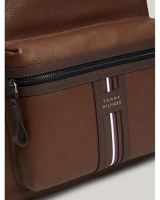 Tommy Hilfiger Premium Leather Rucksack mit Branding-Details in Brown für Herren