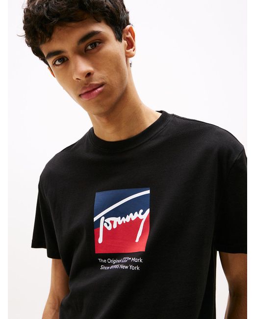 T-Shirt À Logo Signature Tommy Hilfiger pour homme en coloris Black