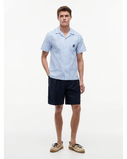 Tommy Hilfiger Blue Regular Fit Paper Touch Short Sleeve Shirt for men