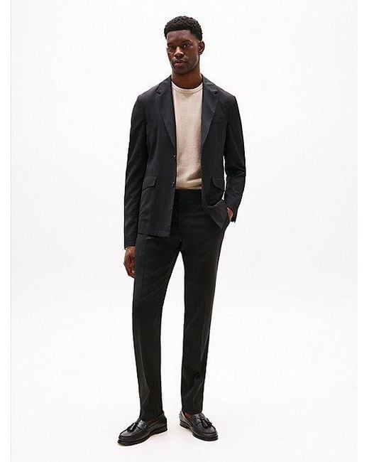 Tommy Hilfiger Pantalon Van Puur Wollen Twill Met Persvouwen in het Black voor heren
