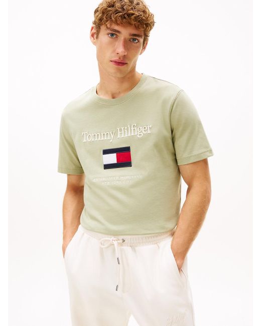 Tommy Hilfiger Multicolor Logo Embroidery Crew Neck T-Shirt for men