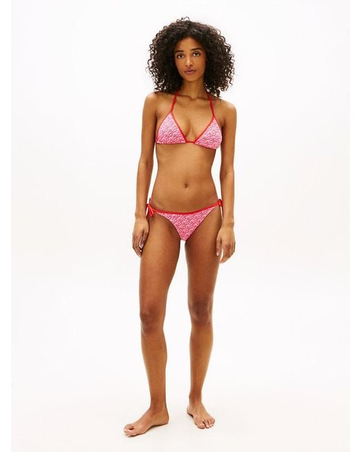 Tommy Hilfiger Orange Essential Print Halterneck Triangle Bikini Top