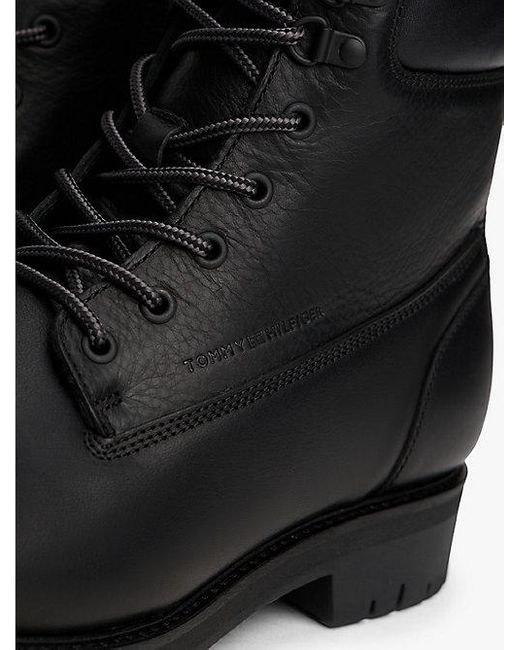 Tommy Hilfiger Leren Veterboots Met Profielzool in het Black voor heren