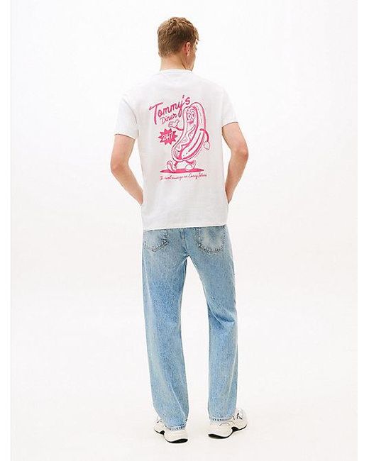 Camiseta De Cuello Redondo Con Estampado Tommy Hilfiger de hombre de color White