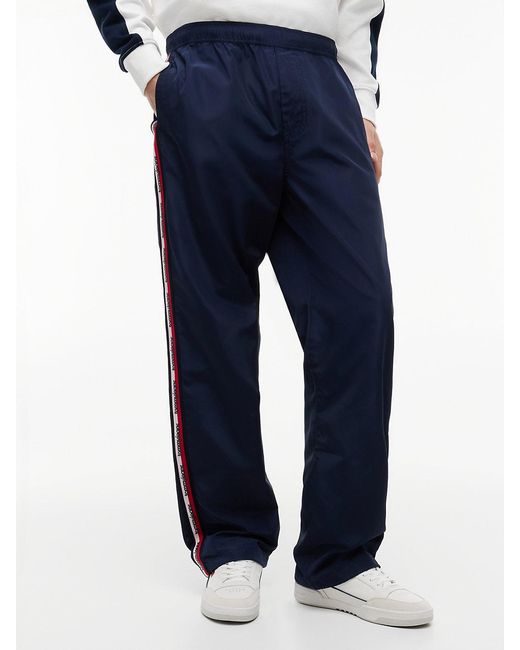 Tommy Hilfiger Blue Jaimie Relaxed Global Stripe Tape Trousers for men