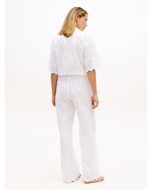 Tommy Hilfiger White Essential Broderie Anglaise Pyjama Bottoms