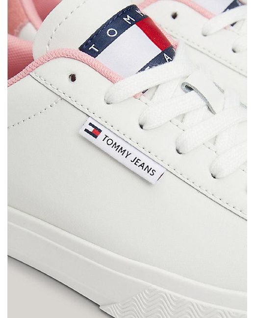 Tommy Hilfiger White Essential Leder-Sneaker mit Logo und Cupsole