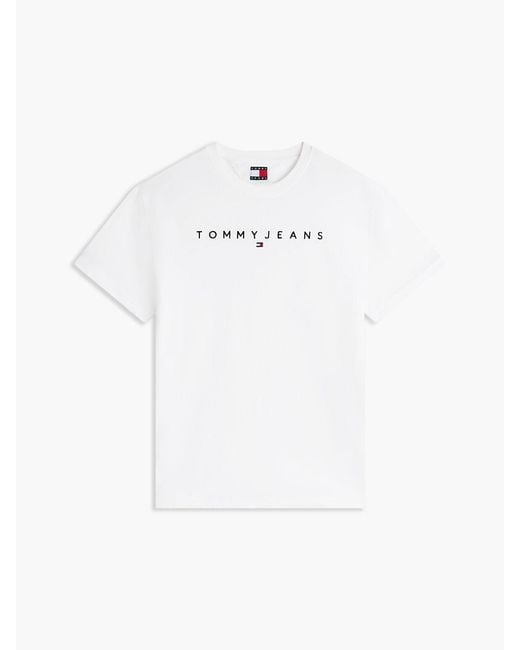 Tommy Hilfiger White Linear Logo Jersey T-shirt for men