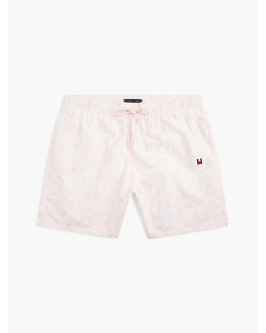 Tommy Hilfiger White Original Print Mid Length Swim Shorts for men