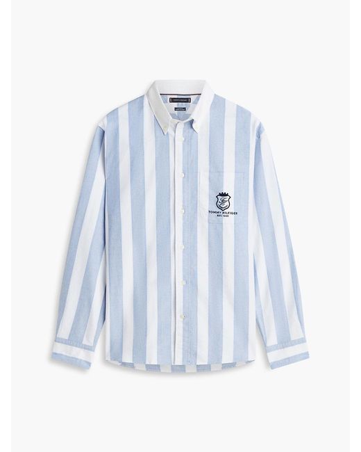 Tommy Hilfiger Blue Classic Fit Crest Embroidery Oxford Shirt for men