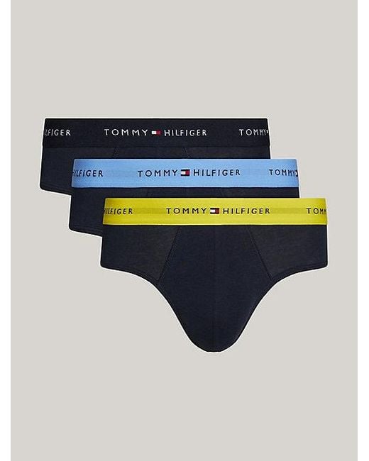 Tommy Hilfiger 3er-Pack Signature Slips mit Logo-Taillenbund in Blue für Herren