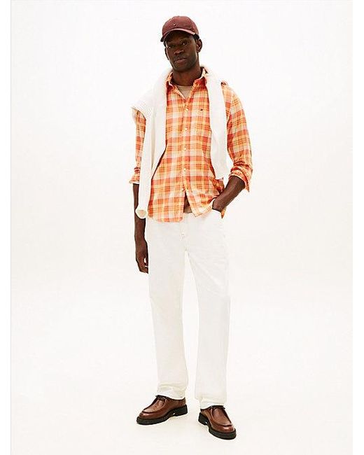 Tommy Hilfiger Regular Fit Twill-Hemd Mit Karos in Orange für Herren