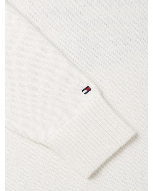Tommy Hilfiger White Intarsia Flag Relaxed Crew Neck Jumper for men